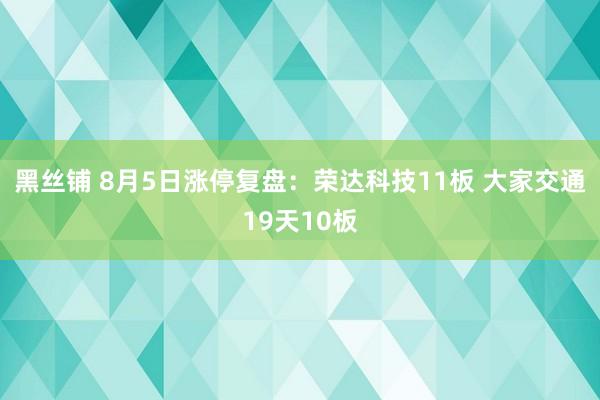 黑丝铺 8月5日涨停复盘：荣达科技11板 大家交通19天10板