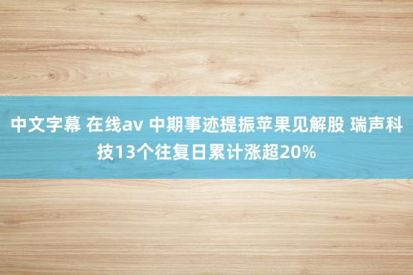 中文字幕 在线av 中期事迹提振苹果见解股 瑞声科技13个往复日累计涨超20%